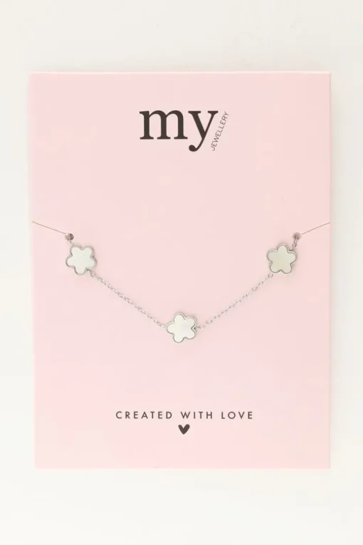 Minimalistische Armband Met Drie Parelmoer Bloemen