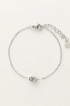 Minimalistische Armband Met Hart & Bloemetje