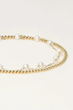 Minimalistische Dubbele Armband Met Parels
