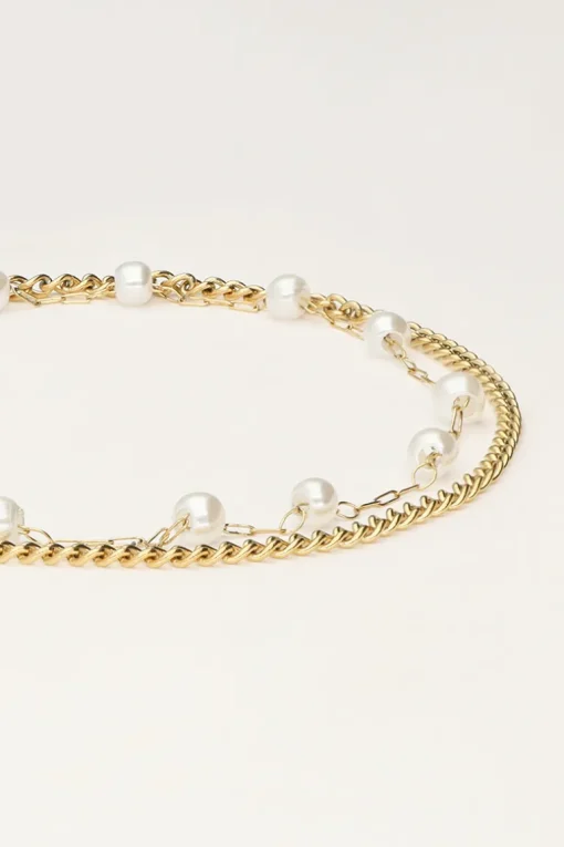Minimalistische Dubbele Armband Met Parels
