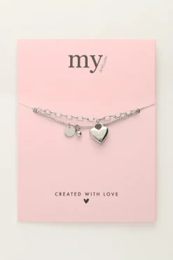 Minimalistische Dubbele Armband Met Hartjes Bedel