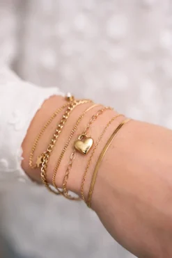 Minimalistische Dubbele Armband Met Hartjes Bedel