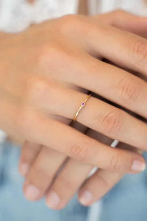 Minimalistische Geboortesteen Ring