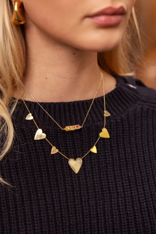 Minimalistische Ketting Met Grote & Kleine Hartjes