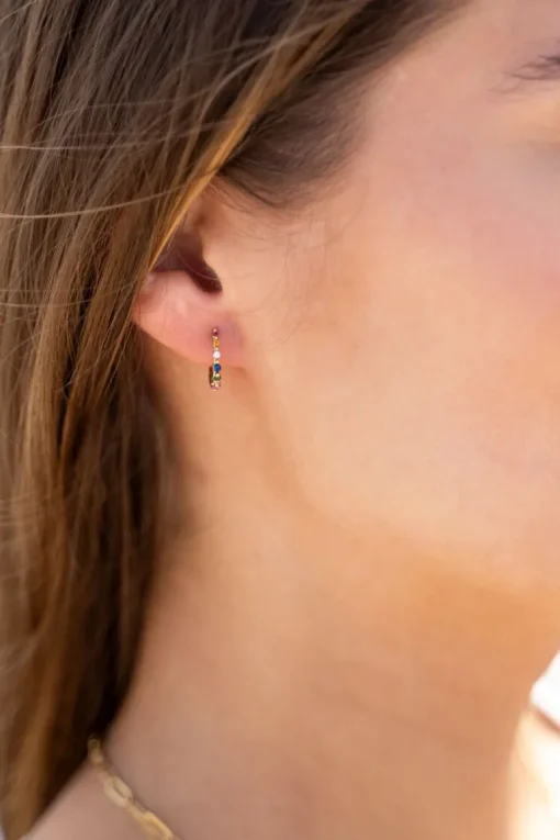Minimalistische Oorringen Met Multikleur Steentjes