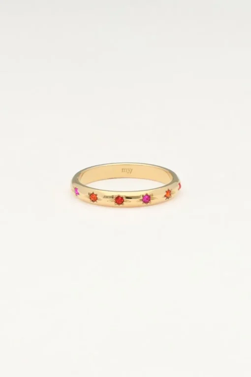 Minimalistische Ring Met Multikleur Sterretjes