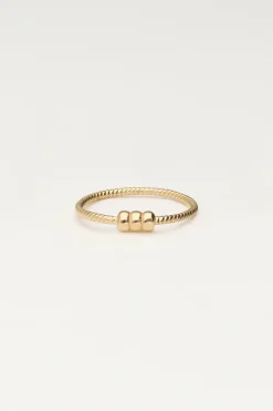 Minimalistische Ring Met Structuur En Drie Bolletjes