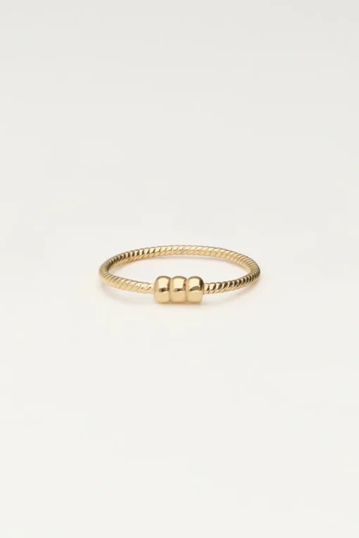 Minimalistische Ring Met Structuur En Drie Bolletjes