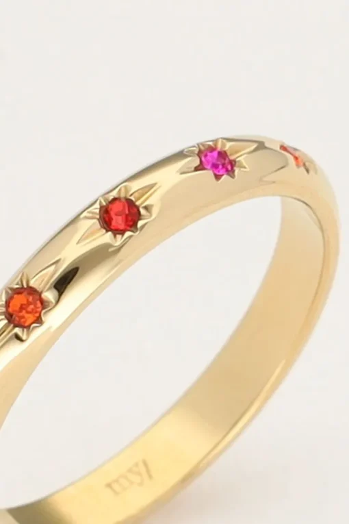 Minimalistische Ring Met Multikleur Sterretjes