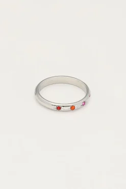 Minimalistische Ring Met Multikleur Sterretjes