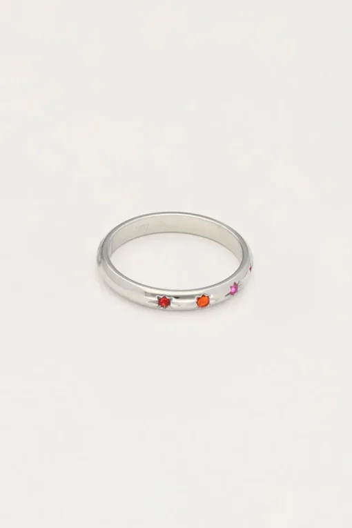 Minimalistische Ring Met Multikleur Sterretjes