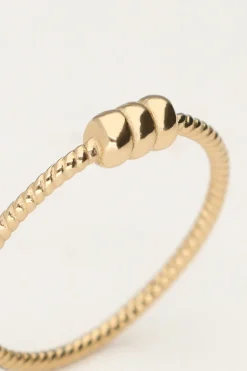 Minimalistische Ring Met Structuur En Drie Bolletjes