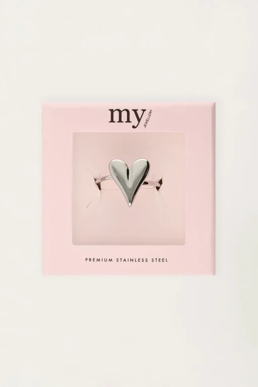 Minimalistische Ring Met Statement Hartje