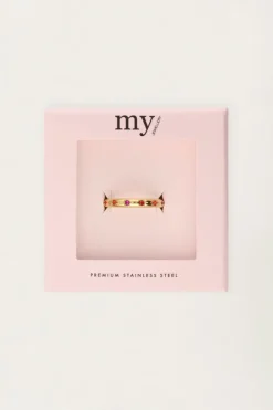 Minimalistische Ring Met Multikleur Sterretjes