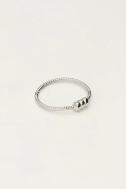 Minimalistische Ring Met Structuur En Drie Bolletjes