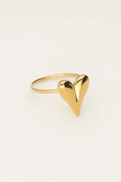 Minimalistische Ring Met Statement Hartje
