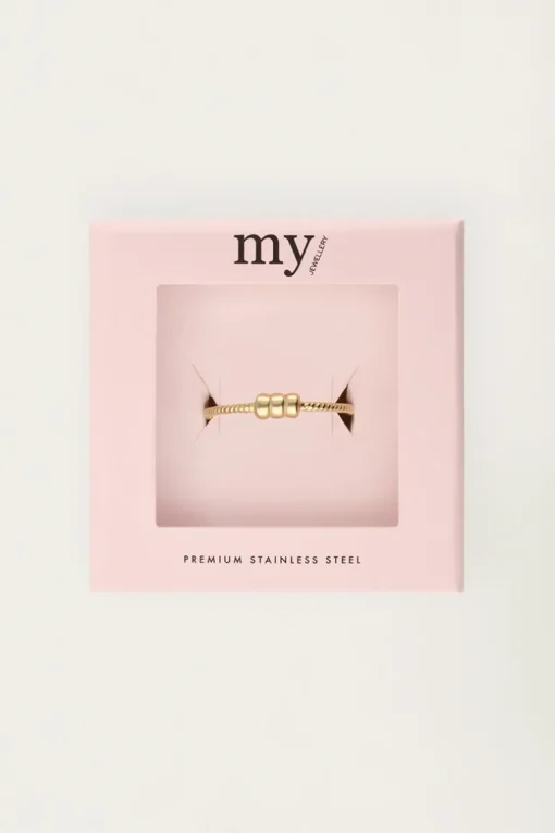 Minimalistische Ring Met Structuur En Drie Bolletjes