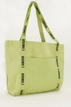 Mint Groene Shopper Linnen L'amour
