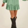 Mintgroen Rokje Satijnen Look & Ruffles