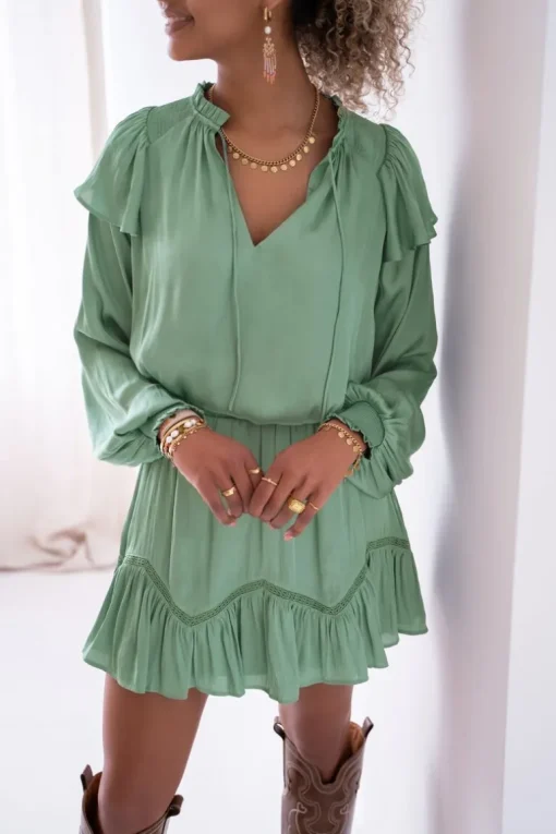 Mintgroen Rokje Satijnen Look & Ruffles