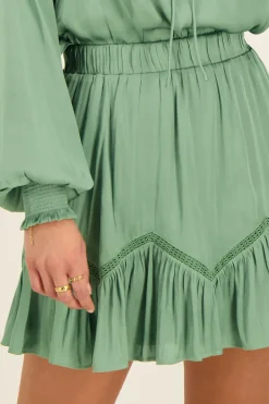 Mintgroen Rokje Satijnen Look & Ruffles