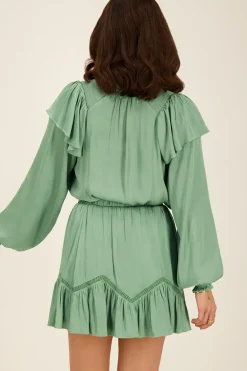 Mintgroen Rokje Satijnen Look & Ruffles