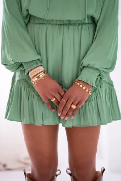 Mintgroen Rokje Satijnen Look & Ruffles
