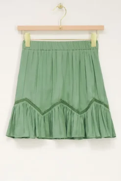 Mintgroen Rokje Satijnen Look & Ruffles