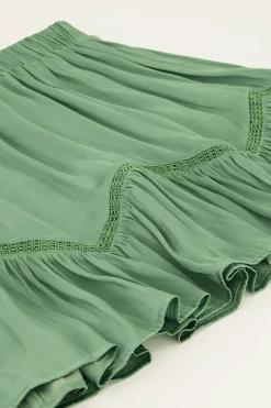 Mintgroen Rokje Satijnen Look & Ruffles