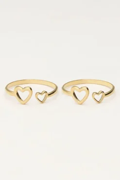 Moeder & Dochter Hartjes Ringen Set