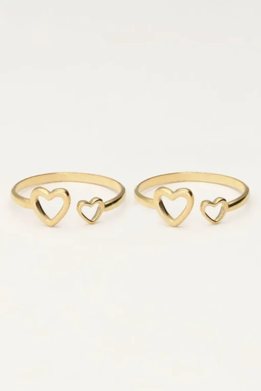 Moeder & Dochter Hartjes Ringen Set