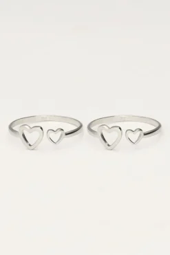Moeder & Dochter Hartjes Ringen Set