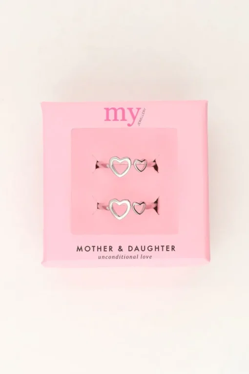 Moeder & Dochter Hartjes Ringen Set
