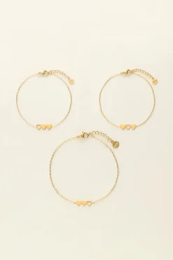 Moeder & Mini Armband Met Drie Hartjes