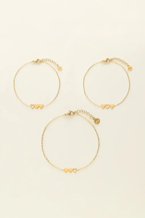 Moeder & Mini Armband Met Drie Hartjes