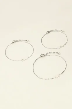 Moeder & Mini Armband Met Drie Hartjes