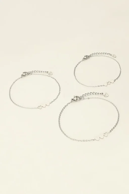 Moeder & Mini Armband Met Drie Hartjes