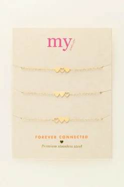 Moeder & Mini Armband Met Drie Hartjes