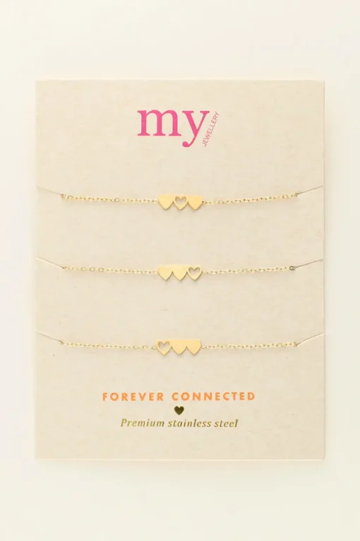 Moeder & Mini Armband Met Drie Hartjes