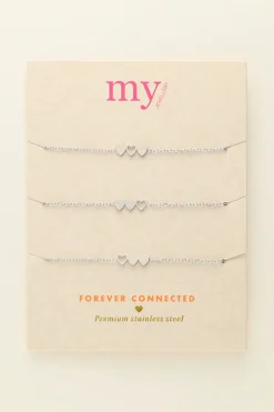 Moeder & Mini Armband Met Drie Hartjes