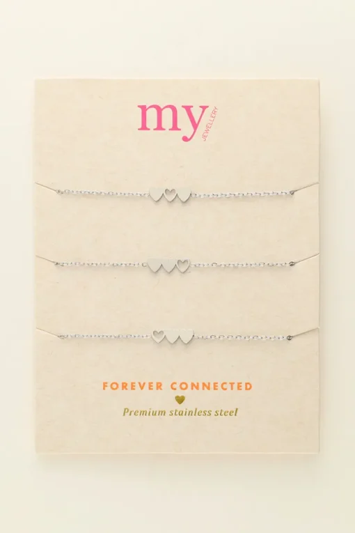 Moeder & Mini Armband Met Drie Hartjes