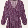 Multi Kleur Jurk Met Bloemenprint & Lange Mouwen