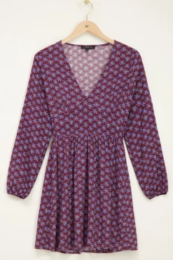 Multi Kleur Jurk Met Bloemenprint & Lange Mouwen