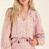 Multikleur Blouse Met Flosjes & Jacquard Look