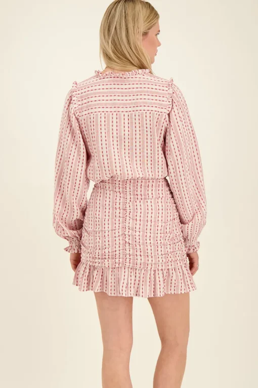 Multikleur Blouse Met Flosjes & Jacquard Look