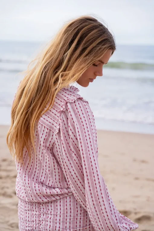 Multikleur Blouse Met Flosjes & Jacquard Look