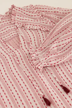 Multikleur Blouse Met Flosjes & Jacquard Look
