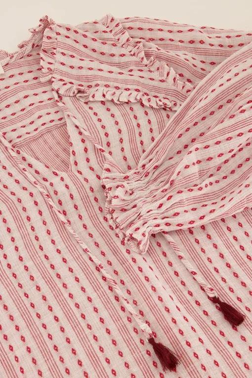 Multikleur Blouse Met Flosjes & Jacquard Look
