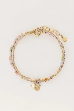 Multikleur Dubbele Armband Met Touw En Kralen