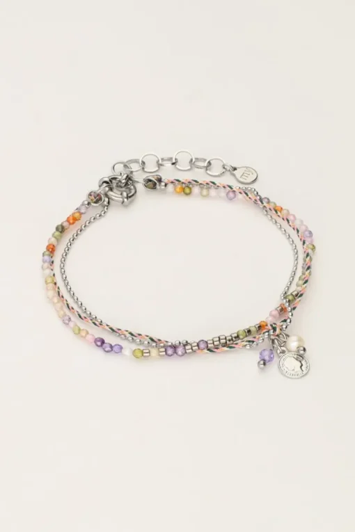 Multikleur Dubbele Armband Met Touw En Kralen